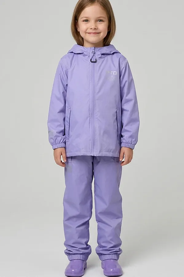 Куртка водонепроницаемая с полиуретановым покрытием для девочек PLAYTODAY, сиреневый - фото 2