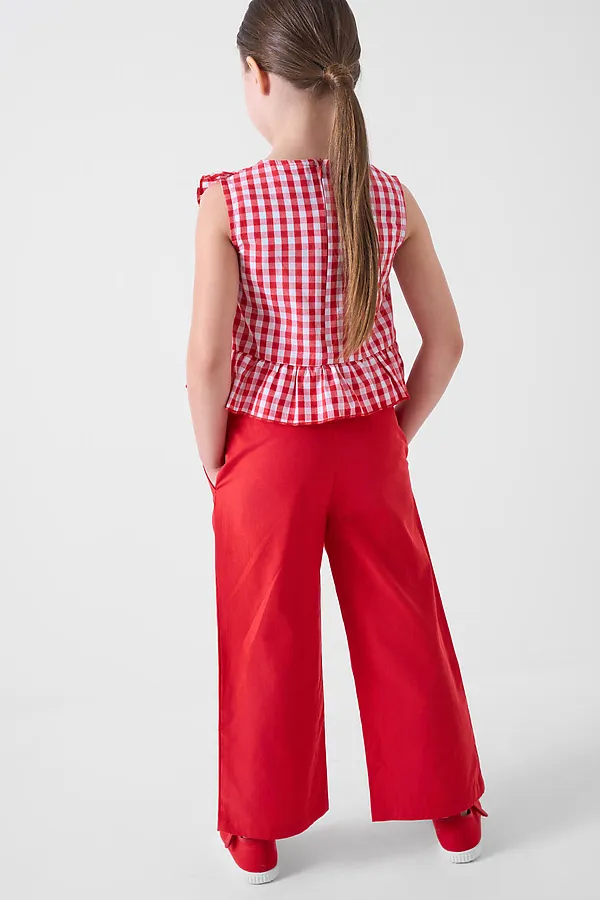 Комплект текстильный для девочек: блузка, брюки PLAYTODAY, красный,белый - фото 2