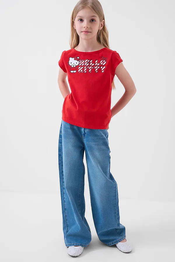 Фуфайка трикотажная для девочек (футболка) PLAYTODAY, красный - фото 2