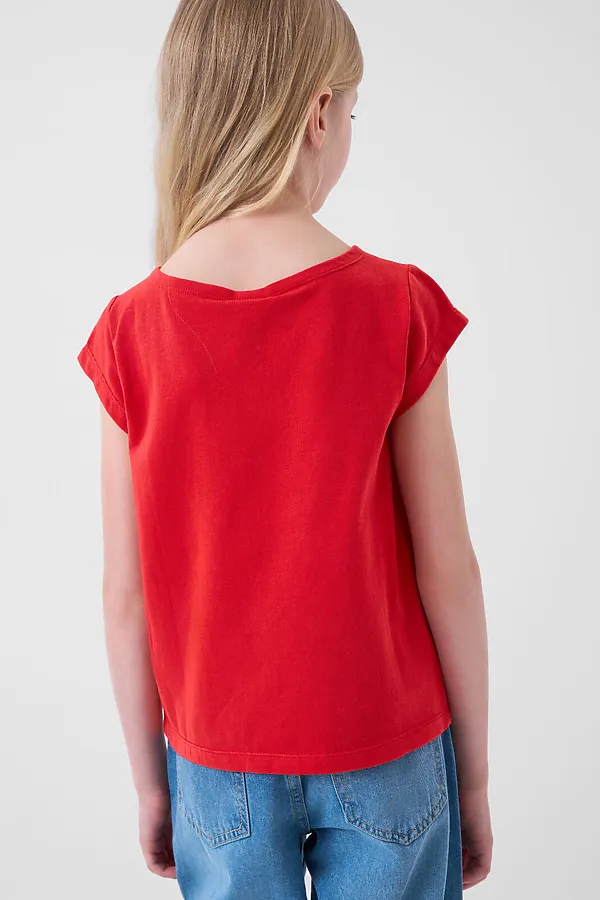 Фуфайка трикотажная для девочек (футболка) PLAYTODAY, красный - фото 2