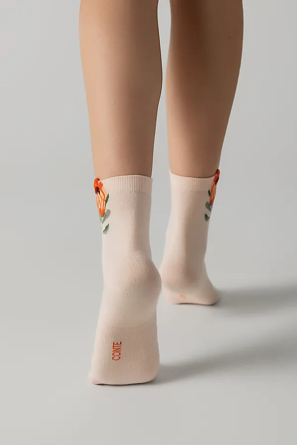 CONTE CLASSIC Носки женские из хлопка с пикотом «Протея» CONTE ELEGANT, персиковый - фото 2