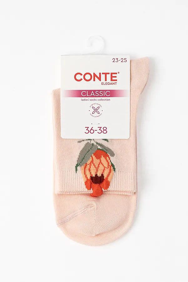 CONTE CLASSIC Носки женские из хлопка с пикотом «Протея» CONTE ELEGANT, персиковый - фото 2