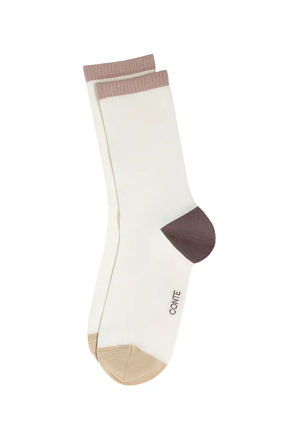 CONTE ACTIVE Удлиненные женские хлопковые носки CONTE ELEGANT, молочный - фото 2