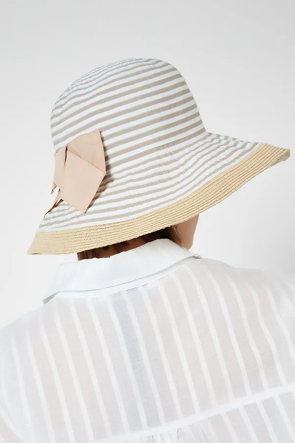 Шляпа текстильная для женщин PLAYTODAY, белый,бежевый - фото 2