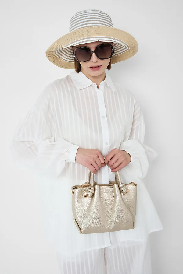 Шляпа текстильная для женщин PLAYTODAY, белый,бежевый - фото 2