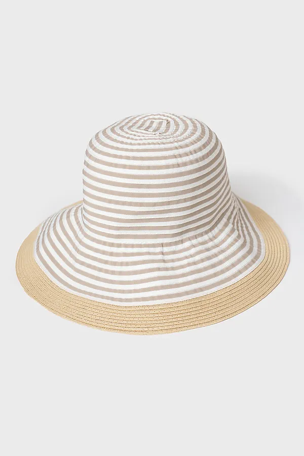 Шляпа текстильная для женщин PLAYTODAY, белый,бежевый - фото 2