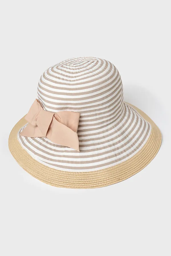Шляпа текстильная для женщин PLAYTODAY, белый,бежевый - фото 2