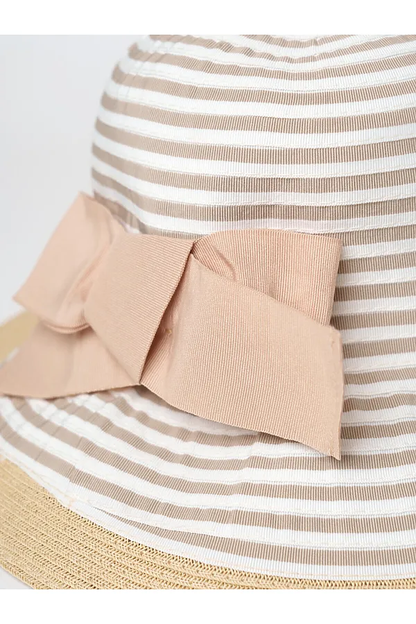 Шляпа текстильная для женщин PLAYTODAY, белый,бежевый - фото 2