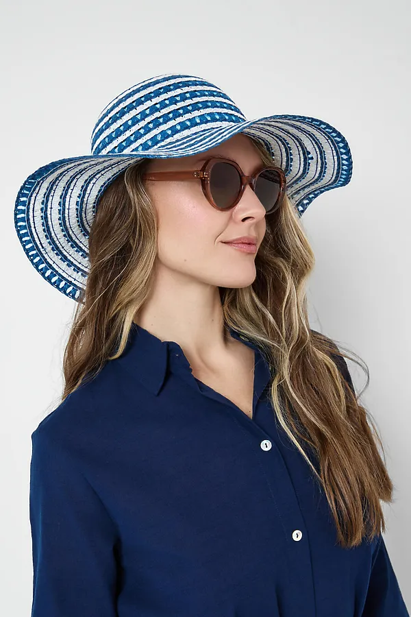 Шляпа соломенная для женщин PLAYTODAY, белый,синий - фото 2