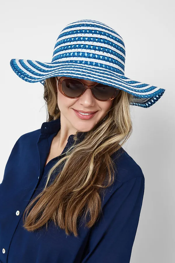 Шляпа соломенная для женщин PLAYTODAY, белый,синий - фото 2