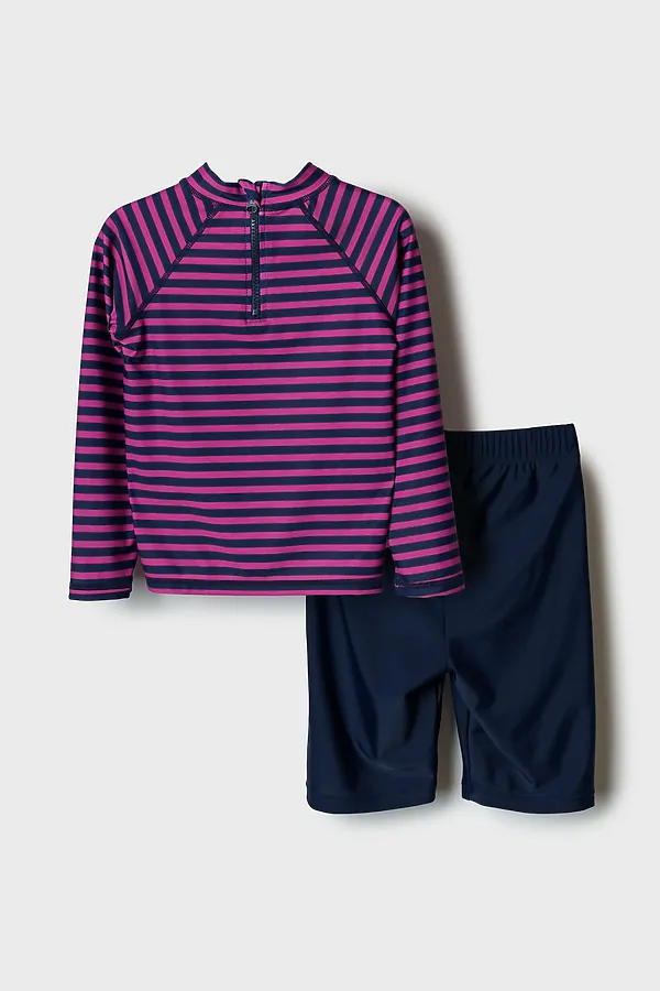 Плавательный костюм трикотажный для мальчиков PLAYTODAY, тёмно-синий,малиновый - фото 2