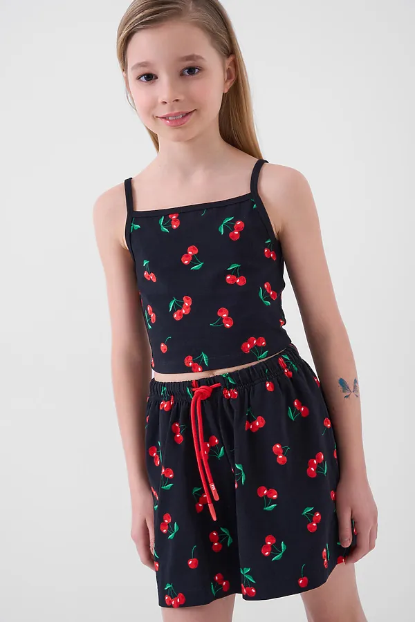 Комплект трикотажный для девочек: топ, шорты PLAYTODAY, разноцветный - фото 2