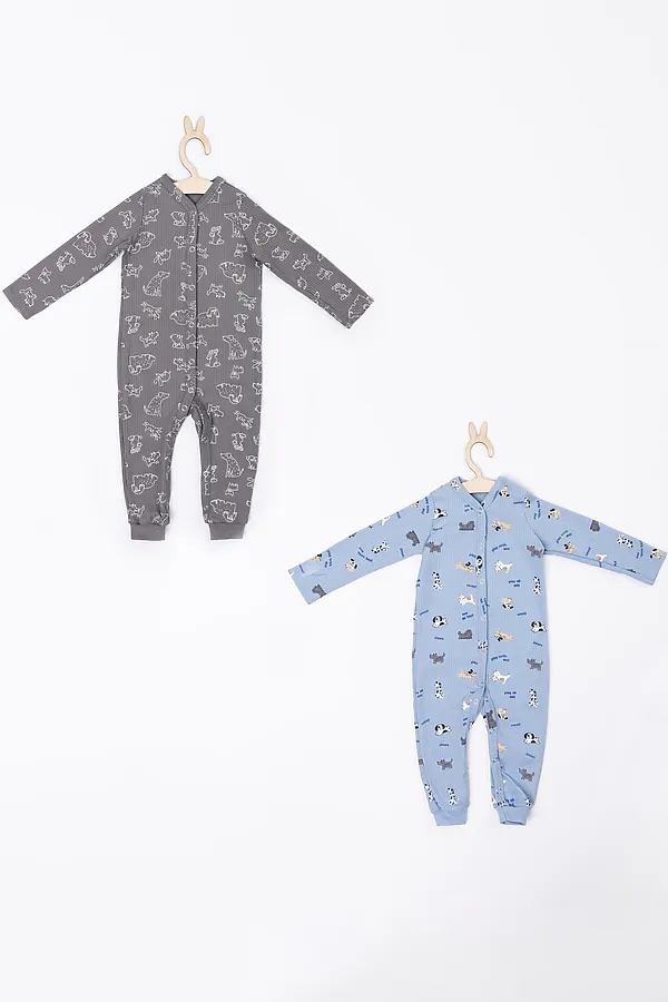 Комбинезон нательный детский (2шт.) MARK FORMELLE, собачки на голубом +собачки на сером - фото 2