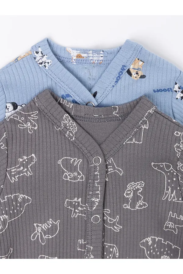 Комбинезон нательный детский (2шт.) MARK FORMELLE, собачки на голубом +собачки на сером - фото 2