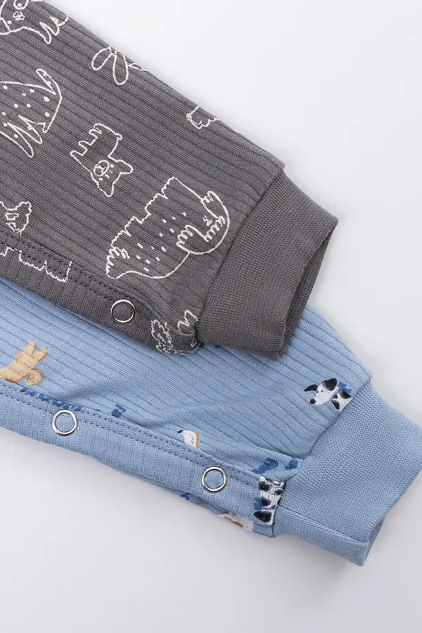 Комбинезон нательный детский (2шт.) MARK FORMELLE, собачки на голубом +собачки на сером - фото 2