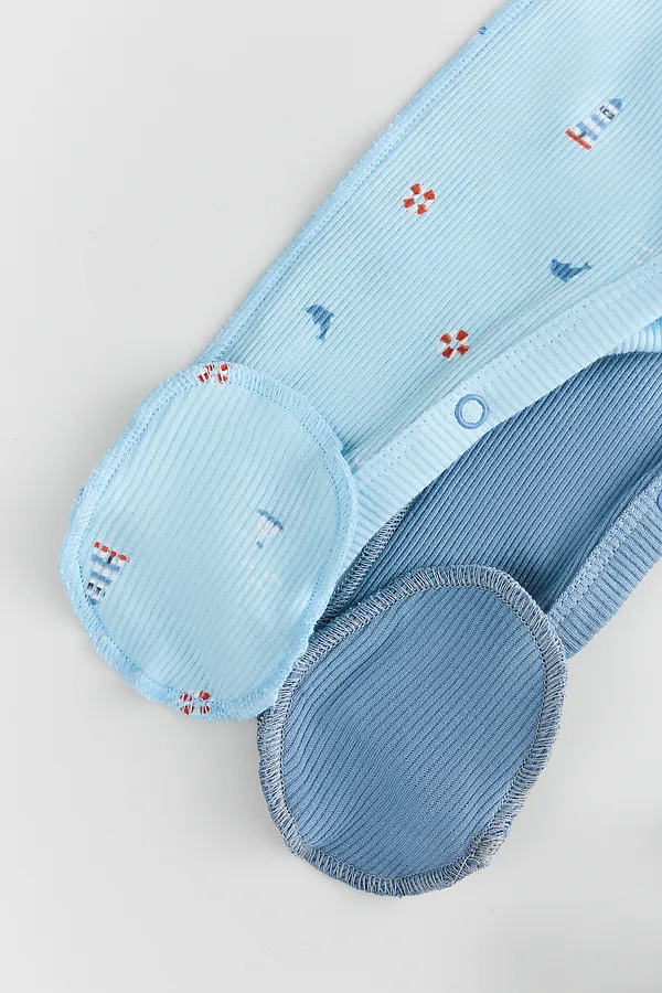 Комбинезон нательный детский (2шт.) MARK FORMELLE, маяк на голубом небе +серо -синий - фото 2