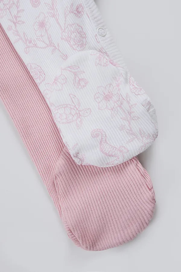 Комбинезон нательный детский (2шт.) MARK FORMELLE, ракушки на белом +розовые румяна - фото 2