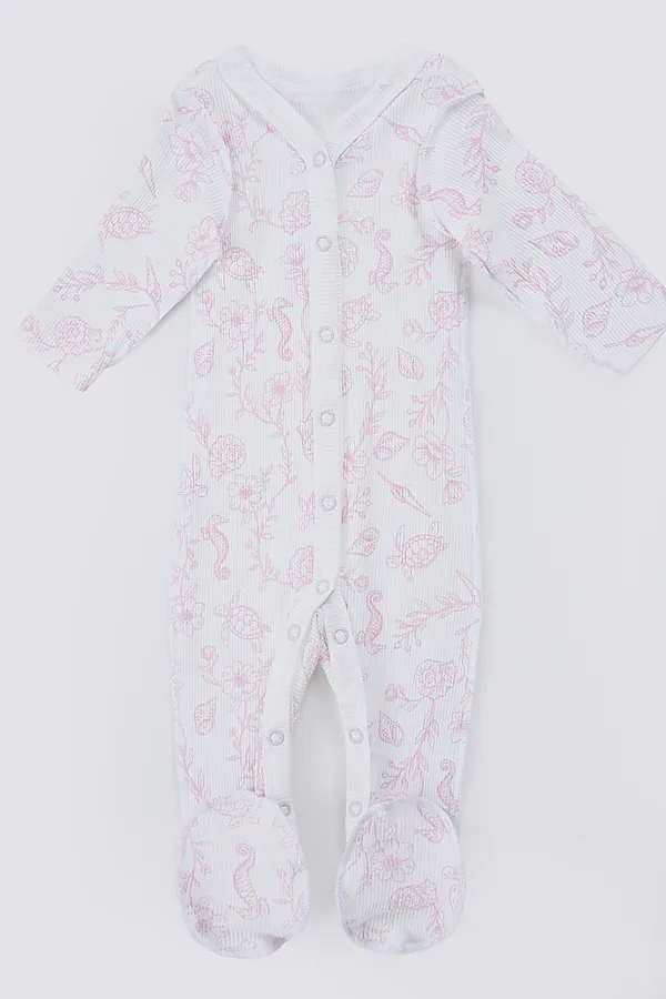 Комбинезон нательный детский (2шт.) MARK FORMELLE, ракушки на белом +розовые румяна - фото 2