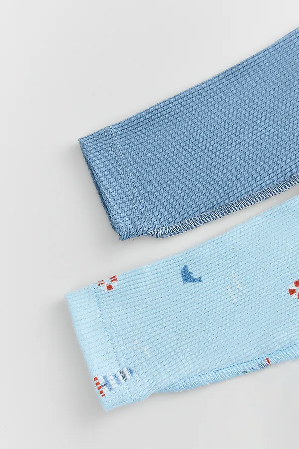 Комбинезон нательный детский (2шт.) MARK FORMELLE, маяк на голубом небе +серо -синий - фото 2