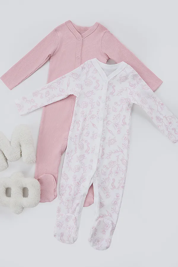 Комбинезон нательный детский (2шт.) MARK FORMELLE, ракушки на белом +розовые румяна - фото 2