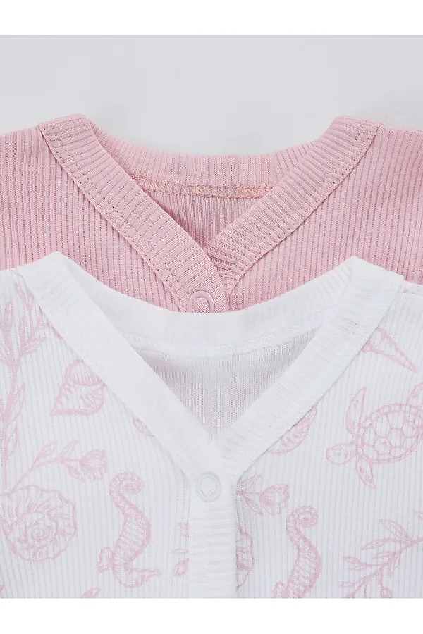 Комбинезон нательный детский (2шт.) MARK FORMELLE, ракушки на белом +розовые румяна - фото 2