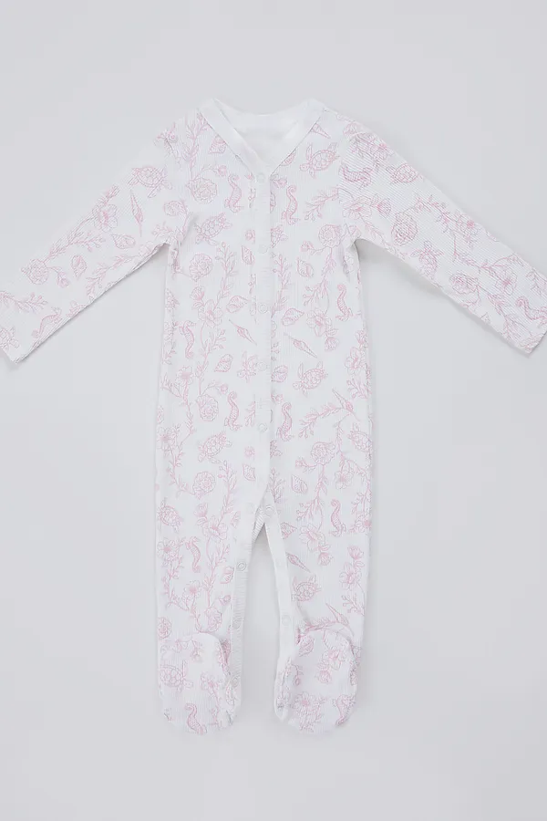 Комбинезон нательный детский (2шт.) MARK FORMELLE, ракушки на белом +розовые румяна - фото 2