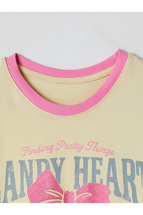 Комплект для девочек (футболка, шорты) MARK FORMELLE, лимонный лед +печать - фото 2