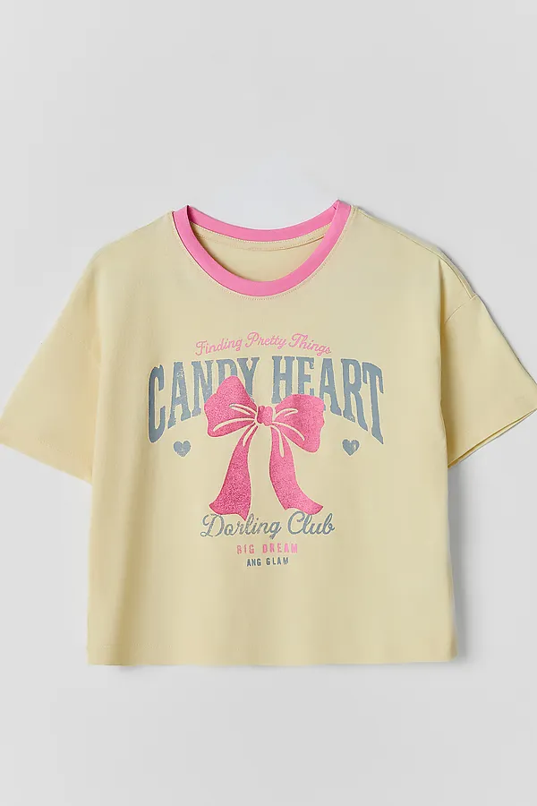 Комплект для девочек (футболка, шорты) MARK FORMELLE, лимонный лед +печать - фото 2