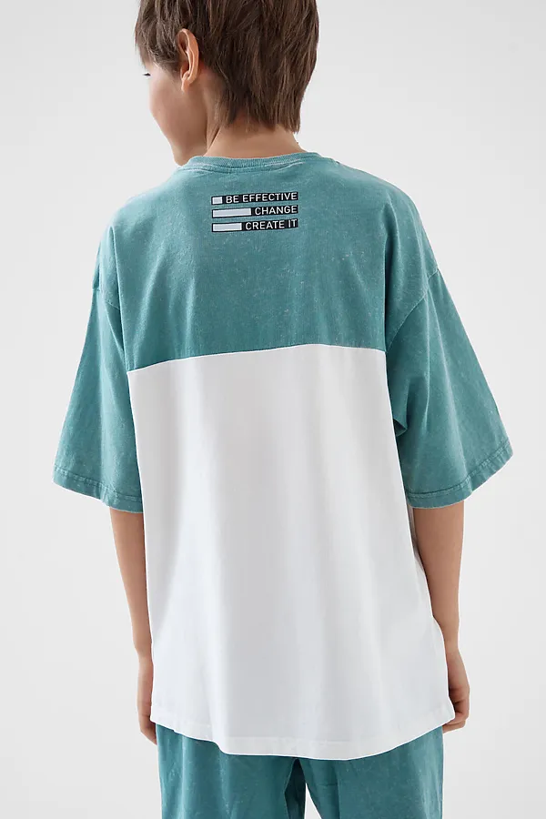 Фуфайка трикотажная для мальчиков (футболка) PLAYTODAY, серый,белый - фото 2