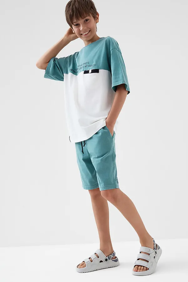 Фуфайка трикотажная для мальчиков (футболка) PLAYTODAY, серый,белый - фото 2