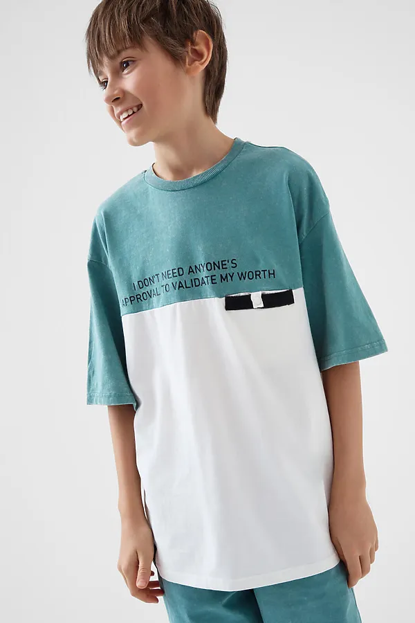 Фуфайка трикотажная для мальчиков (футболка) PLAYTODAY, серый,белый - фото 2