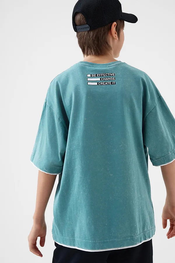 Фуфайка трикотажная для мальчиков (футболка) PLAYTODAY, серый - фото 2