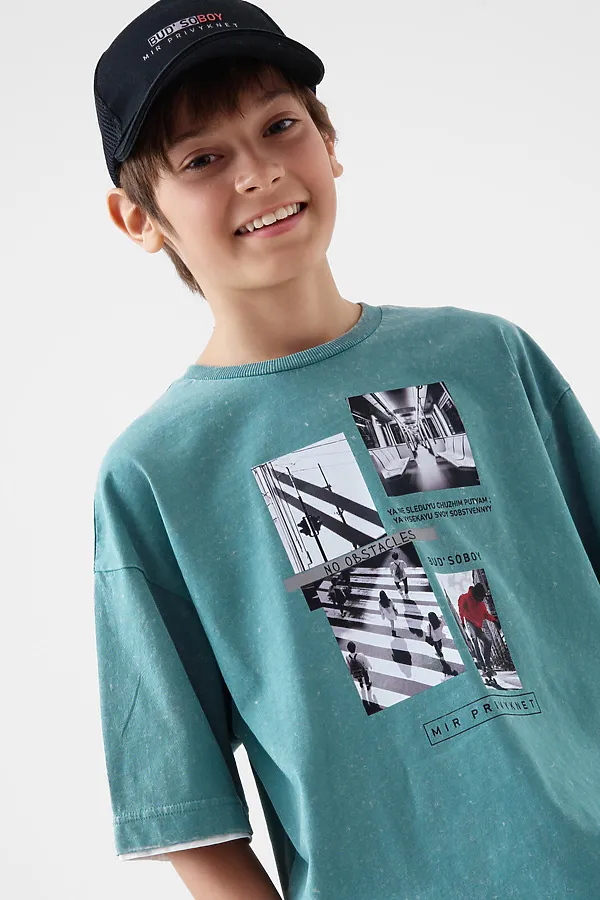 Фуфайка трикотажная для мальчиков (футболка) PLAYTODAY, серый - фото 2