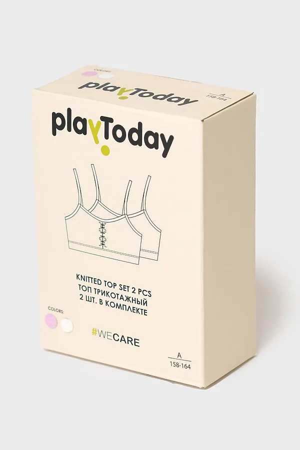 Топ трикотажный для девочек, 2 шт в комплекте PLAYTODAY, белый,розовый,светло-розовый - фото 2