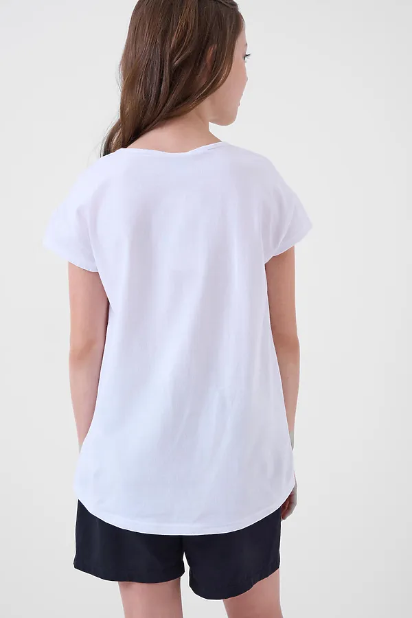 Комплект трикотажный для девочек: фуфайка (футболка), шорты PLAYTODAY, черный,белый - фото 2