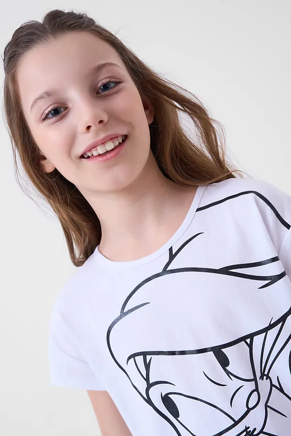 Комплект трикотажный для девочек: фуфайка (футболка), шорты PLAYTODAY, черный,белый - фото 2