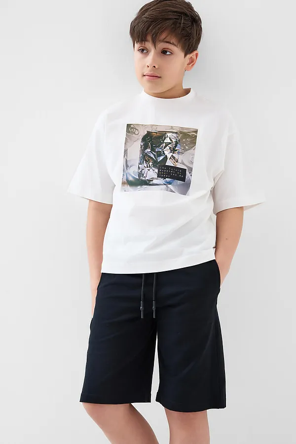 Шорты трикотажные для мальчиков, 2 шт в комплекте PLAYTODAY, черный,темно-зеленый,белый - фото 2