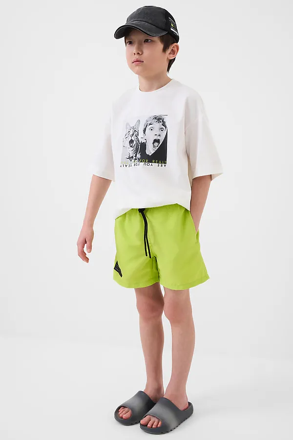 Шорты текстильные плавательные для мальчиков, средней длины PLAYTODAY, светло-зеленый - фото 2