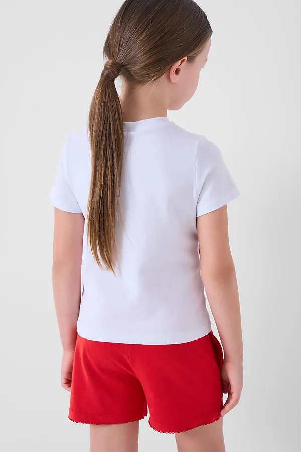 Комплект трикотажный для девочек: фуфайка (футболка), шорты PLAYTODAY, белый,красный - фото 2