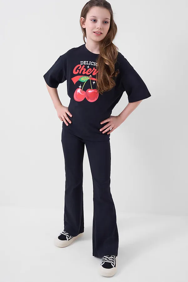 Комплект трикотажный для девочек: фуфайка (футболка), брюки (легинсы) PLAYTODAY, черный - фото 2