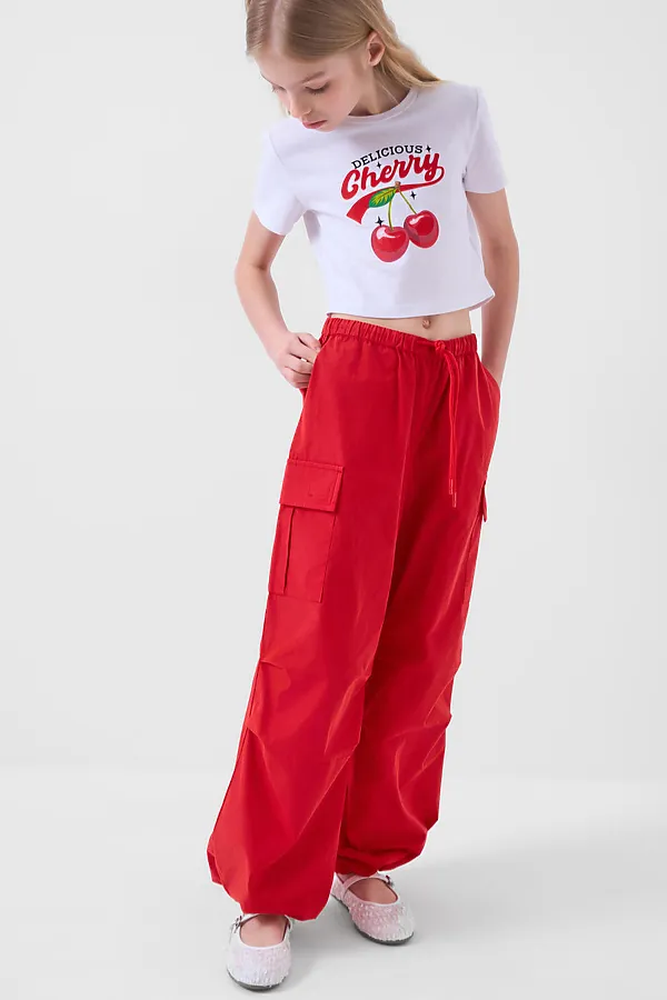 Комплект трикотажный для девочек: фуфайка (футболка), брюки PLAYTODAY, белый,красный - фото 2