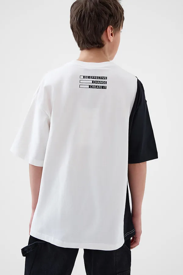 Фуфайка трикотажная для мальчиков (футболка) PLAYTODAY, черный,белый - фото 2