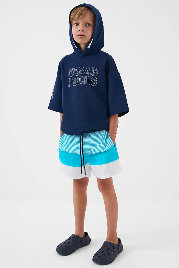 Шорты текстильные плавательные для мальчиков, средней длины PLAYTODAY, белый - фото 2