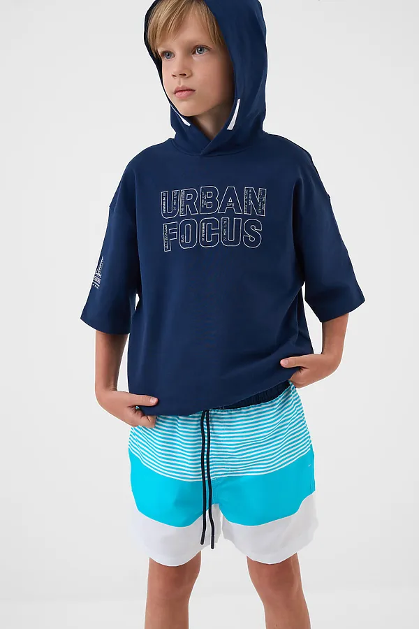 Шорты текстильные плавательные для мальчиков, средней длины PLAYTODAY, белый - фото 2