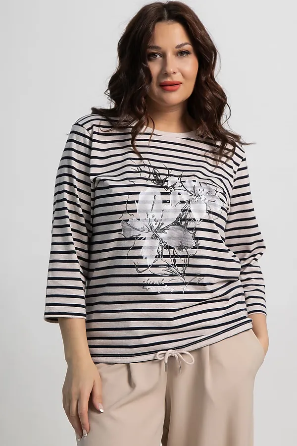 Блуза Линдсей LADY TAIGA, бежевая/полоска - фото 2