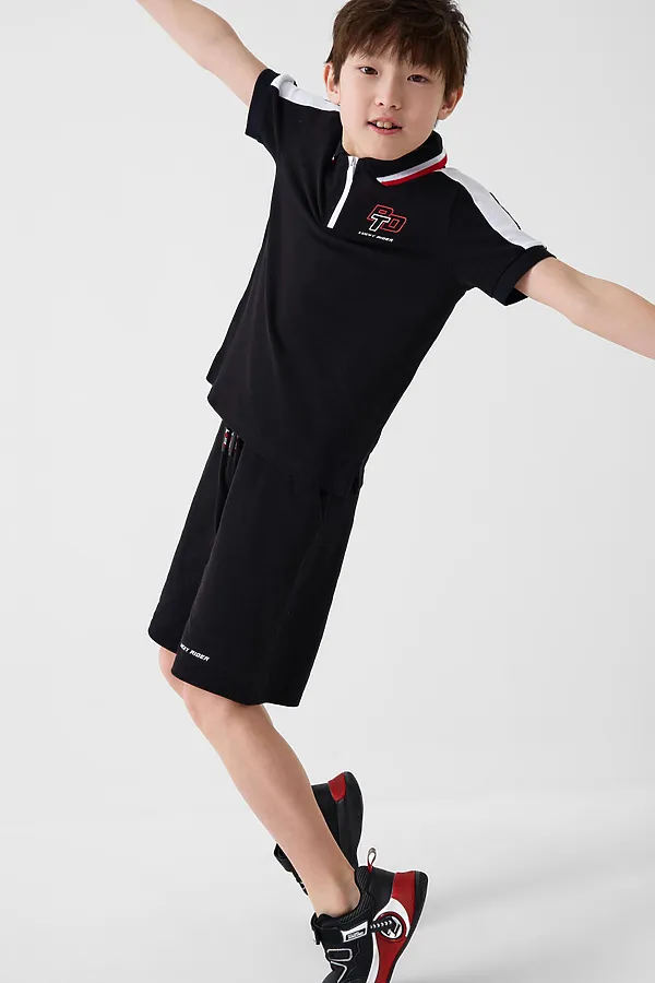 Комплект трикотажный для мальчиков: джемпер с воротником поло, шорты PLAYTODAY, черный - фото 2