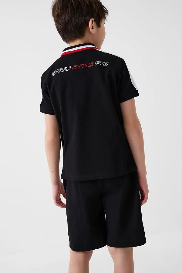 Комплект трикотажный для мальчиков: джемпер с воротником поло, шорты PLAYTODAY, черный - фото 2