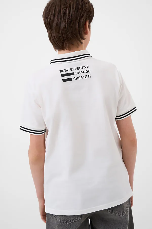 Джемпер трикотажный с воротником поло для мальчиков PLAYTODAY, белый - фото 2