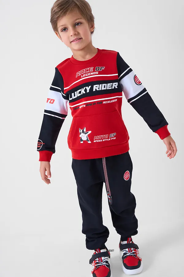 Толстовка трикотажная для мальчиков PLAYTODAY, черный,белый,красный - фото 2