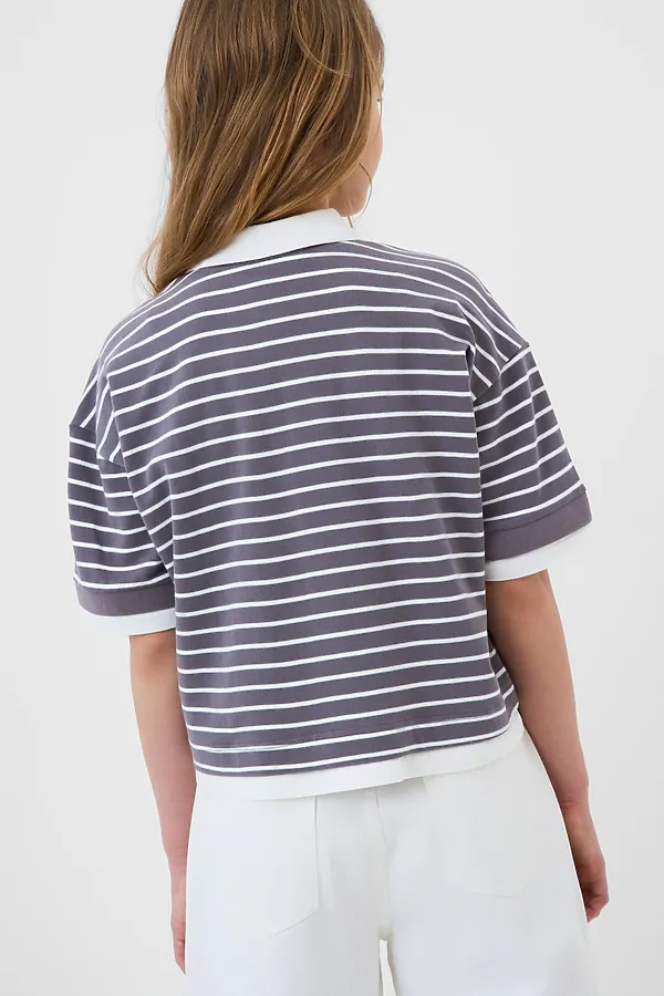 Джемпер трикотажный с воротником поло для девочек PLAYTODAY, белый,серый - фото 2